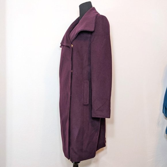 Ann Taylor Felt Purple Gold Button Trench Coat - Picture 7 of 10